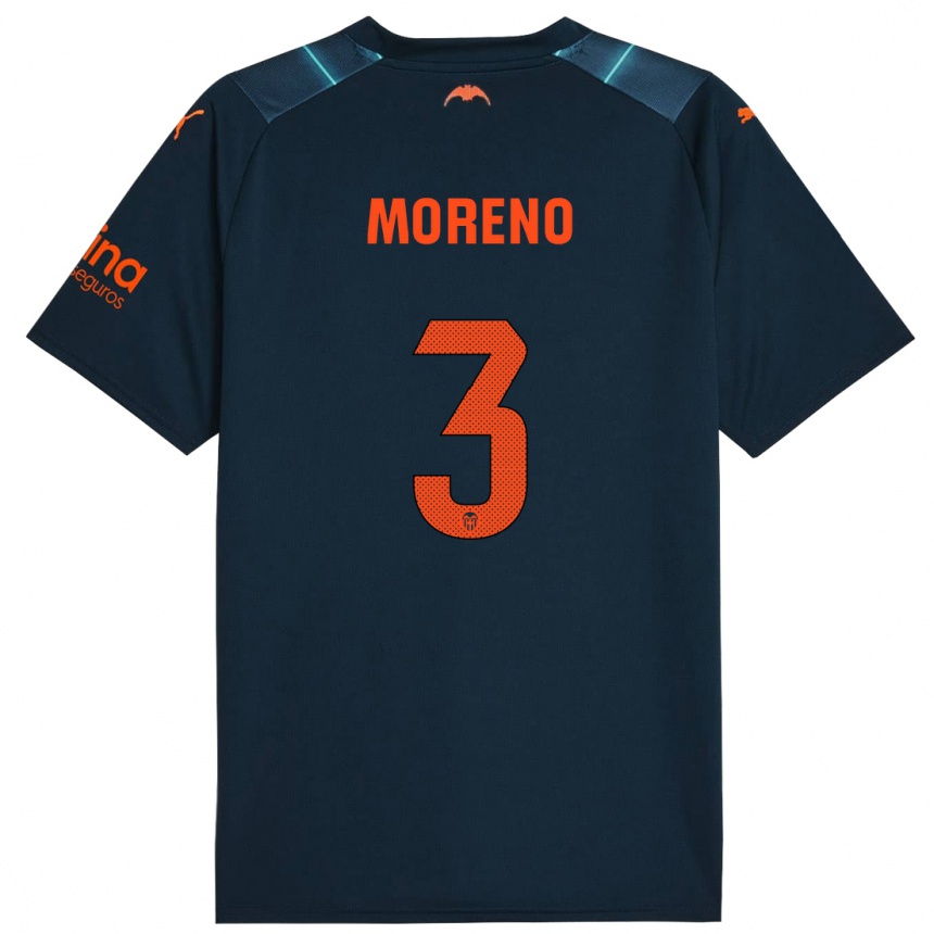 Vaikiškas Diego Moreno #3 Jūrų Mėlyna Išvykos Marškinėliai 2023/24 T-Shirt