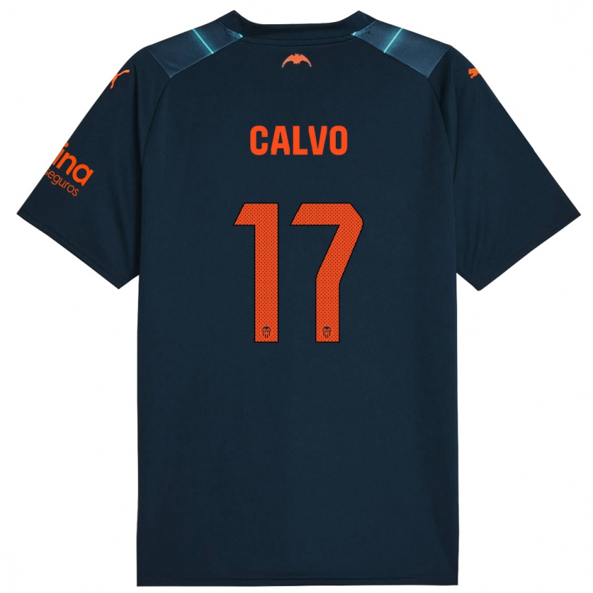 Vaikiškas Borja Calvo #17 Jūrų Mėlyna Išvykos Marškinėliai 2023/24 T-Shirt