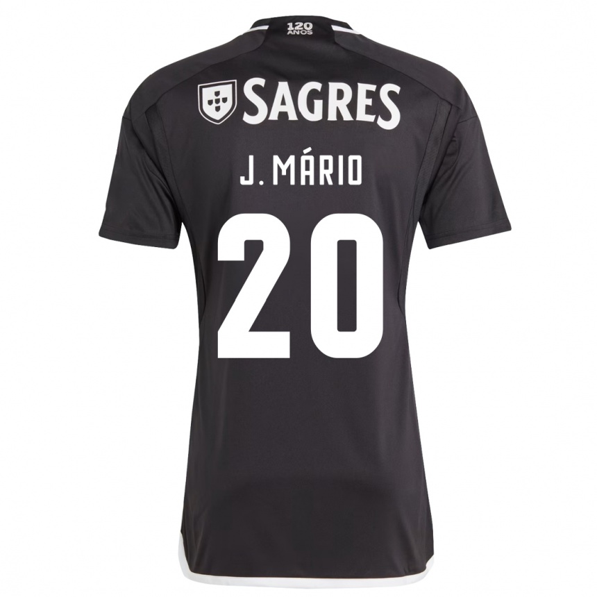 Vaikiškas João Mário #20 Juoda Išvykos Marškinėliai 2023/24 T-Shirt