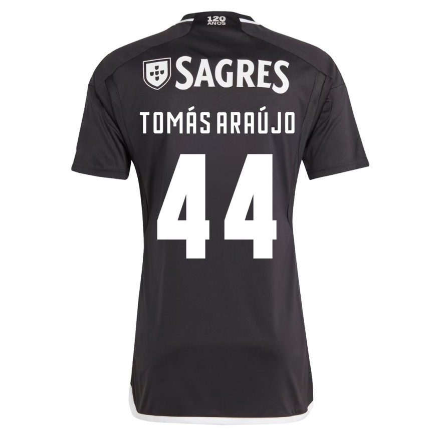 Vaikiškas Tomás Araújo #44 Juoda Išvykos Marškinėliai 2023/24 T-Shirt