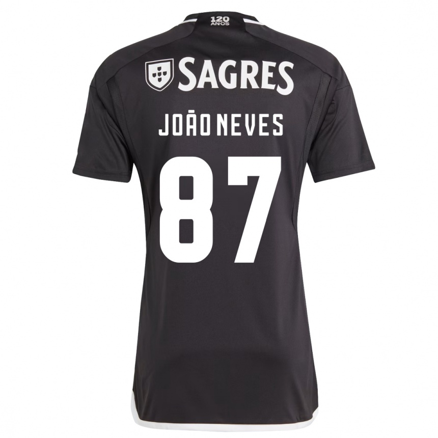 Vaikiškas João Neves #87 Juoda Išvykos Marškinėliai 2023/24 T-Shirt