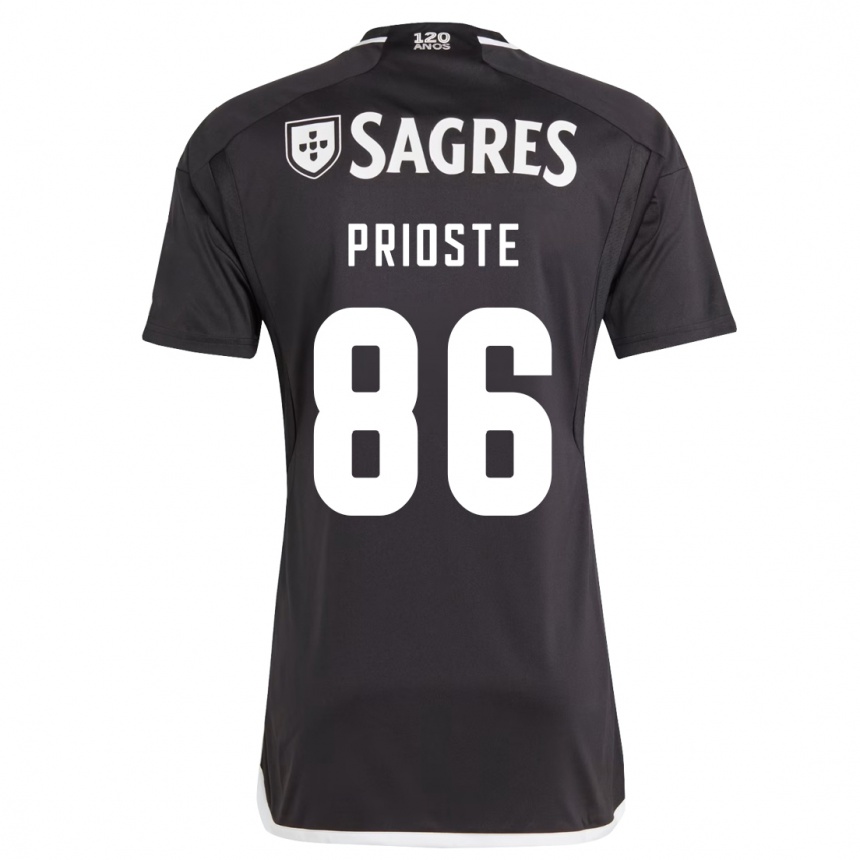 Vaikiškas Diogo Prioste #86 Juoda Išvykos Marškinėliai 2023/24 T-Shirt