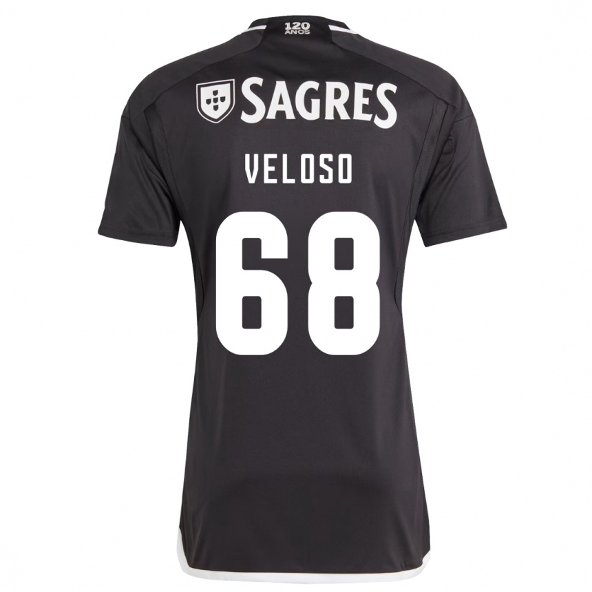 Vaikiškas João Veloso #68 Juoda Išvykos Marškinėliai 2023/24 T-Shirt