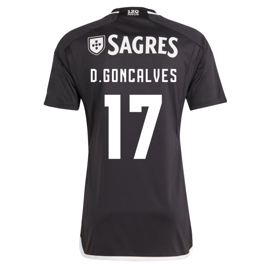 Vaikiškas Diogo Goncalves #17 Juoda Išvykos Marškinėliai 2023/24 T-Shirt