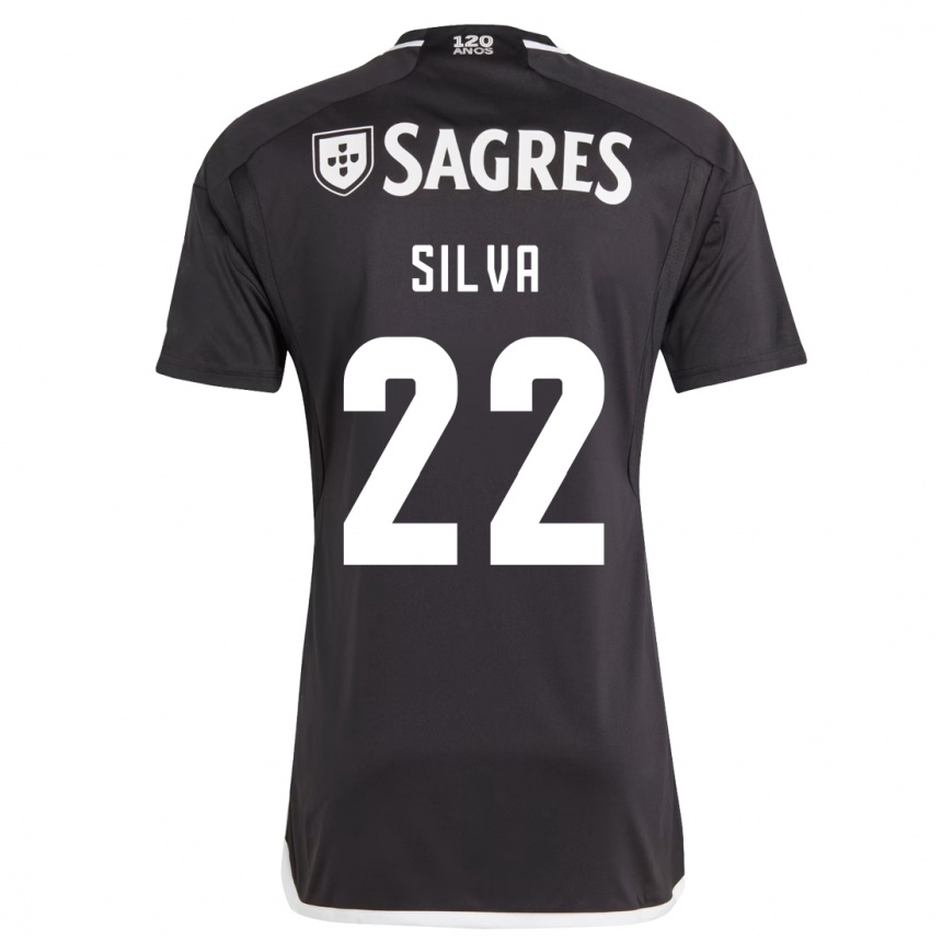 Vaikiškas Amelia Silva #22 Juoda Išvykos Marškinėliai 2023/24 T-Shirt