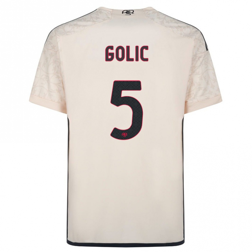 Vaikiškas Lovro Golic #5 Beveik Baltas Išvykos Marškinėliai 2023/24 T-Shirt