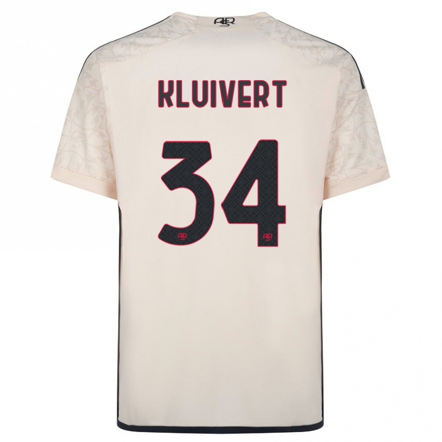 Vaikiškas Justin Kluivert #34 Beveik Baltas Išvykos Marškinėliai 2023/24 T-Shirt