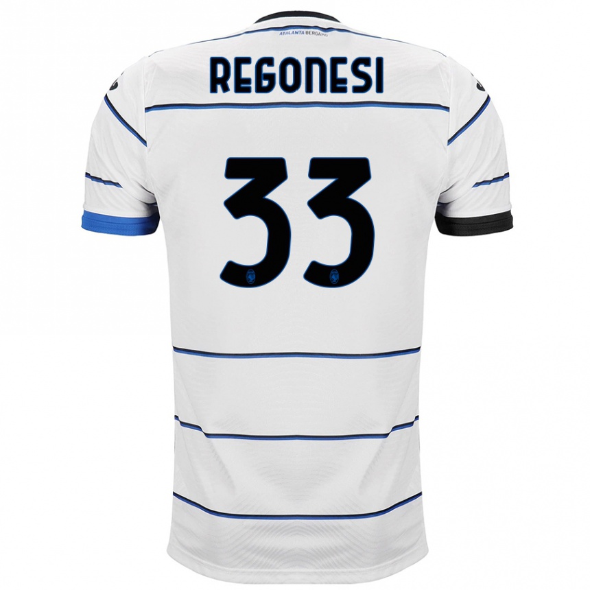 Vaikiškas Iacopo Regonesi #33 Baltas Išvykos Marškinėliai 2023/24 T-Shirt