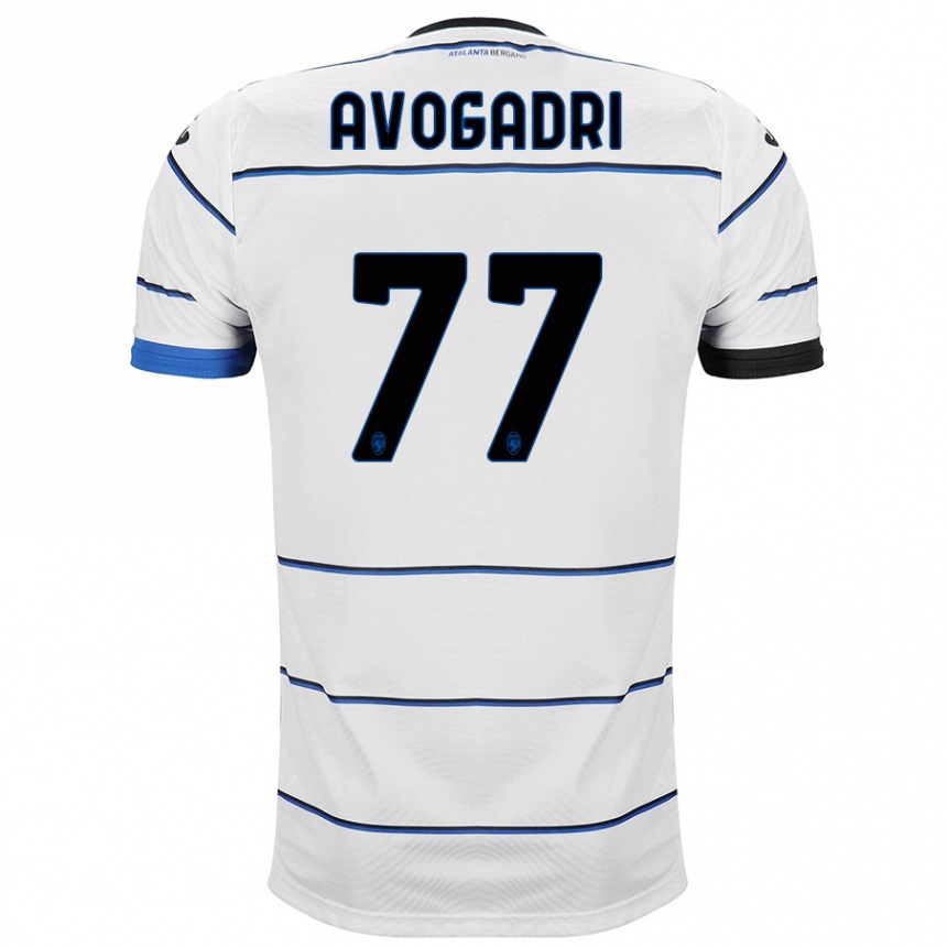 Vaikiškas Lorenzo Avogadri #77 Baltas Išvykos Marškinėliai 2023/24 T-Shirt