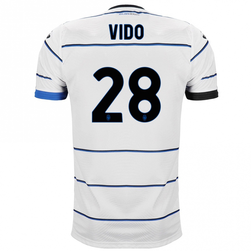 Vaikiškas Luca Vido #28 Baltas Išvykos Marškinėliai 2023/24 T-Shirt