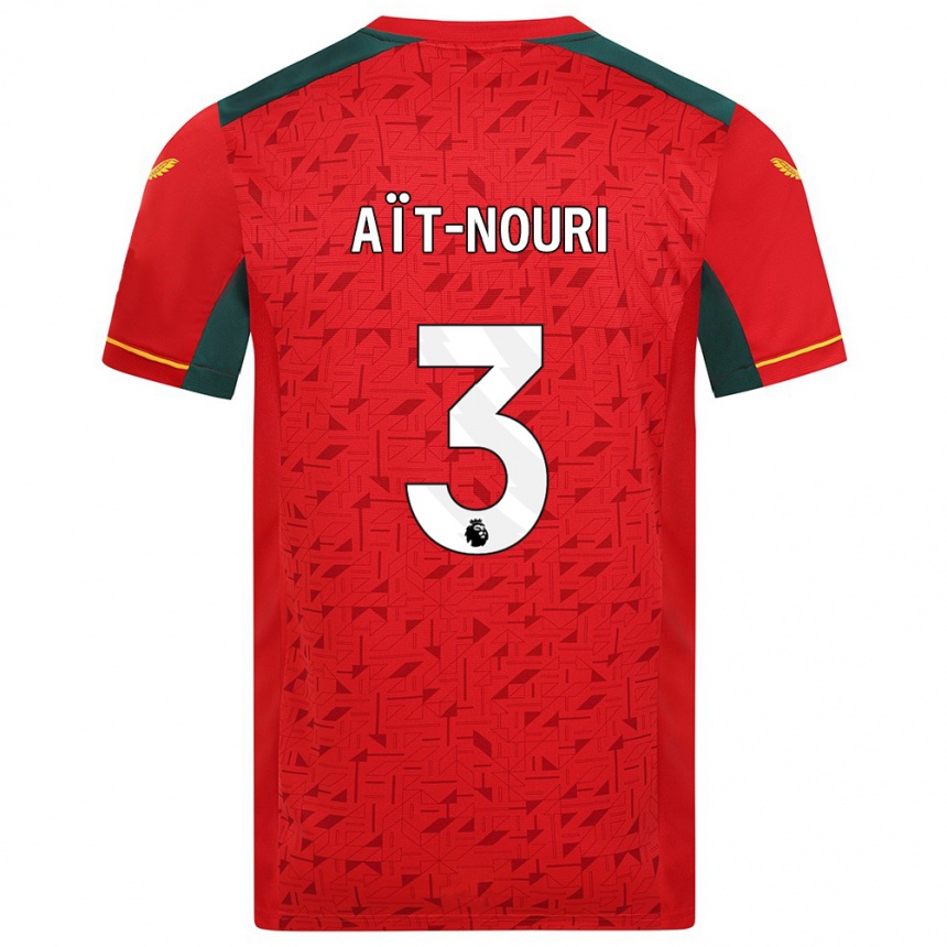 Vyrai Rayan Aït-Nouri #3 Raudona Išvykos Marškinėliai 2023/24 T-Shirt