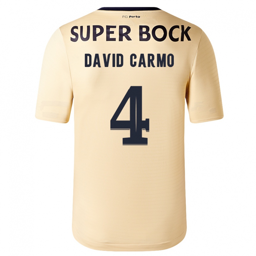 Vyrai David Carmo #4 Smėlio-Aukso Spalvos Išvykos Marškinėliai 2023/24 T-Shirt