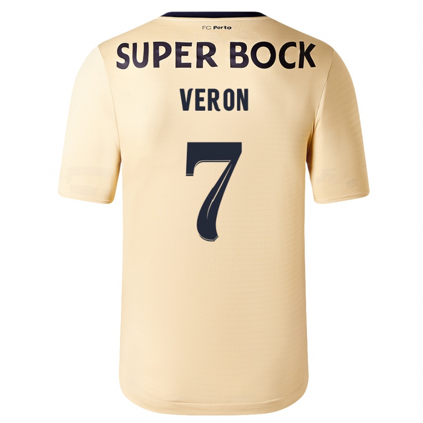 Vyrai Gabriel Veron #7 Smėlio-Aukso Spalvos Išvykos Marškinėliai 2023/24 T-Shirt