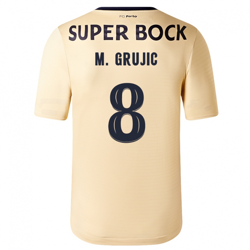 Vyrai Marko Grujic #8 Smėlio-Aukso Spalvos Išvykos Marškinėliai 2023/24 T-Shirt