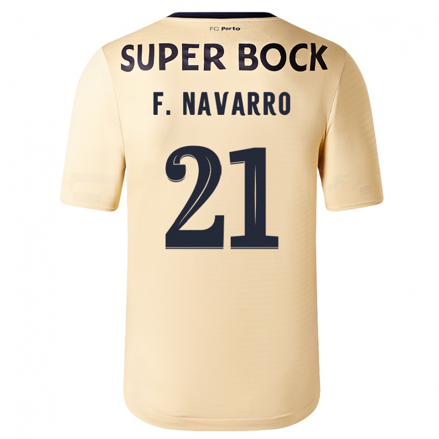 Vyrai Fran Navarro #21 Smėlio-Aukso Spalvos Išvykos Marškinėliai 2023/24 T-Shirt