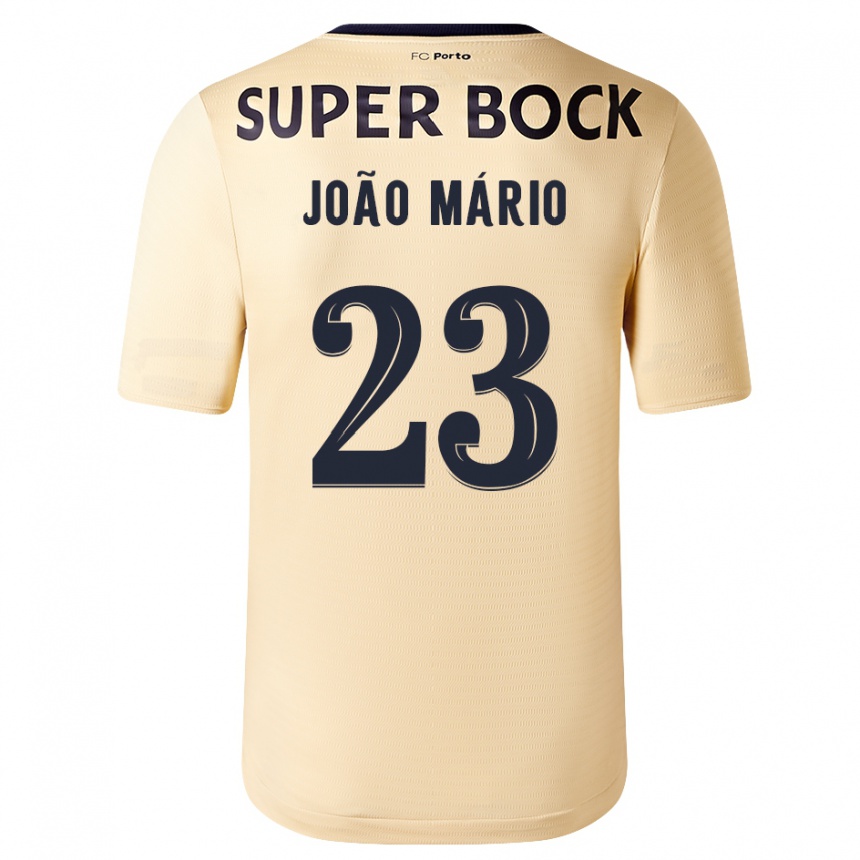 Vyrai João Mário #23 Smėlio-Aukso Spalvos Išvykos Marškinėliai 2023/24 T-Shirt