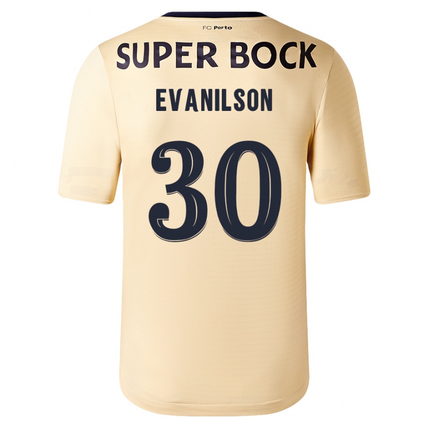 Vyrai Evanilson #30 Smėlio-Aukso Spalvos Išvykos Marškinėliai 2023/24 T-Shirt