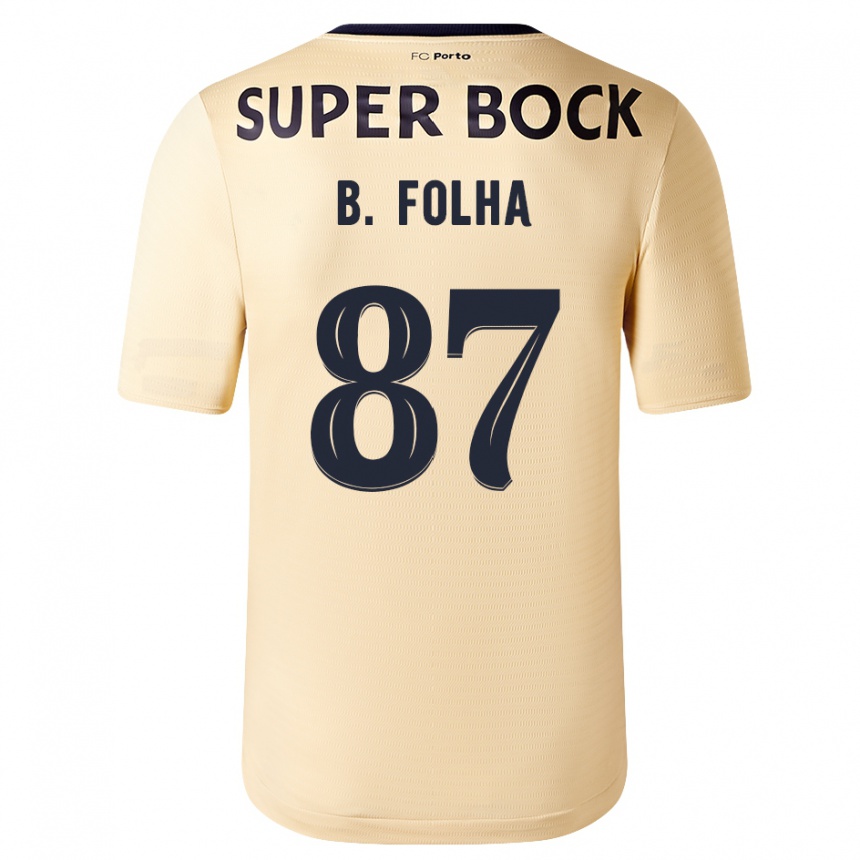 Vyrai Bernardo Folha #87 Smėlio-Aukso Spalvos Išvykos Marškinėliai 2023/24 T-Shirt