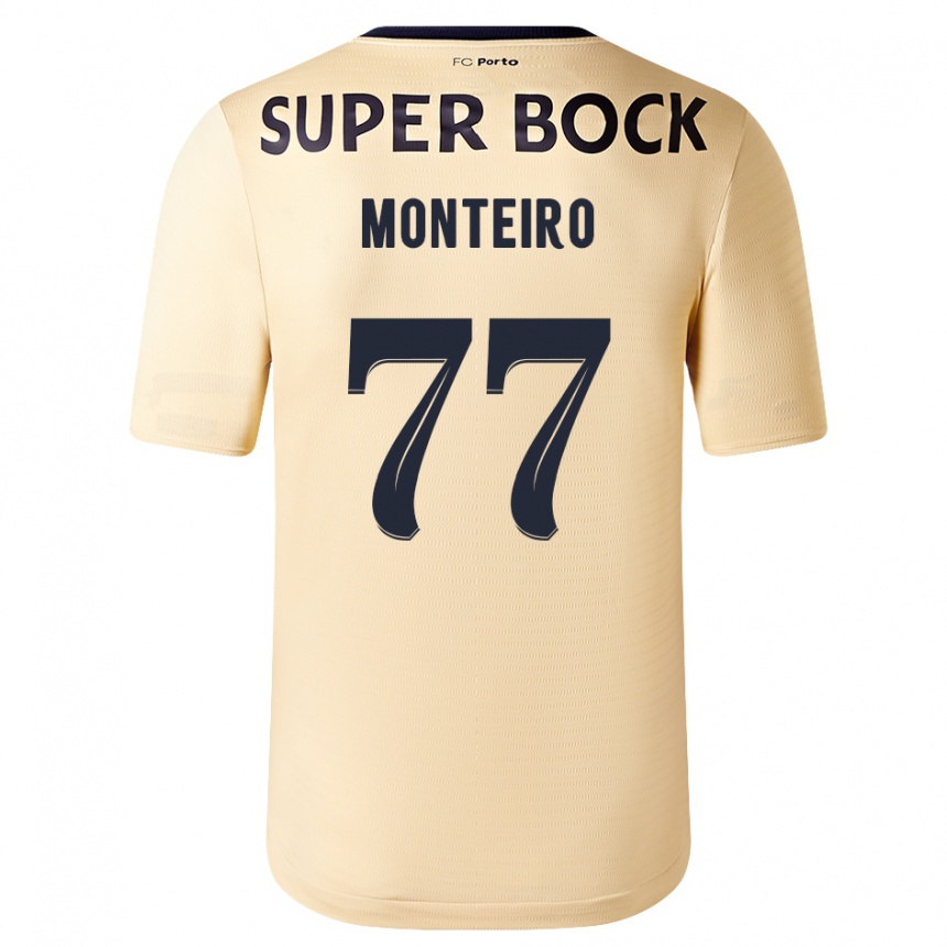 Vyrai Rui Monteiro #77 Smėlio-Aukso Spalvos Išvykos Marškinėliai 2023/24 T-Shirt