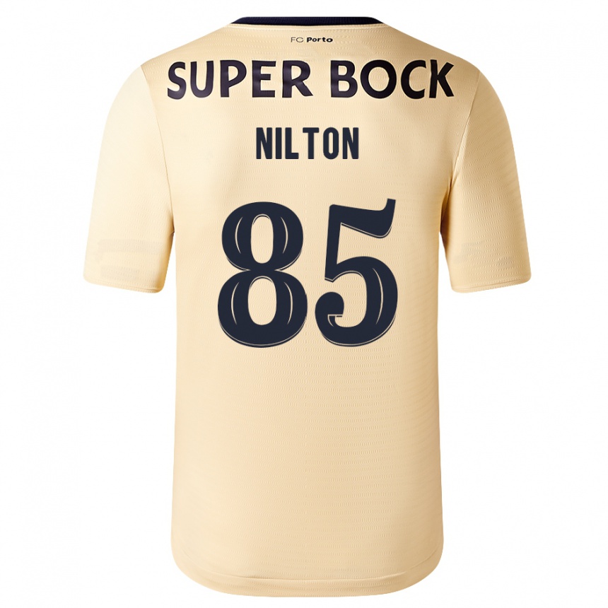 Vyrai Nilton #85 Smėlio-Aukso Spalvos Išvykos Marškinėliai 2023/24 T-Shirt