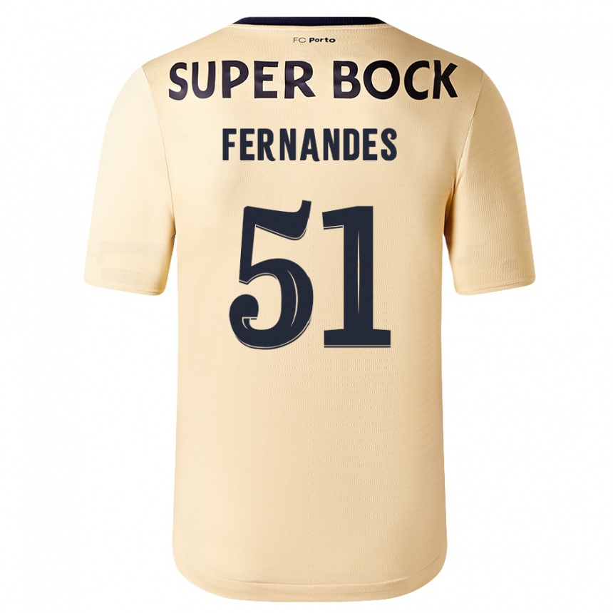 Vyrai Diogo Fernandes #51 Smėlio-Aukso Spalvos Išvykos Marškinėliai 2023/24 T-Shirt