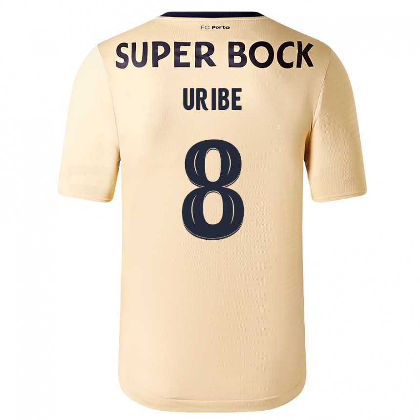 Vyrai Mateus Uribe #8 Smėlio-Aukso Spalvos Išvykos Marškinėliai 2023/24 T-Shirt