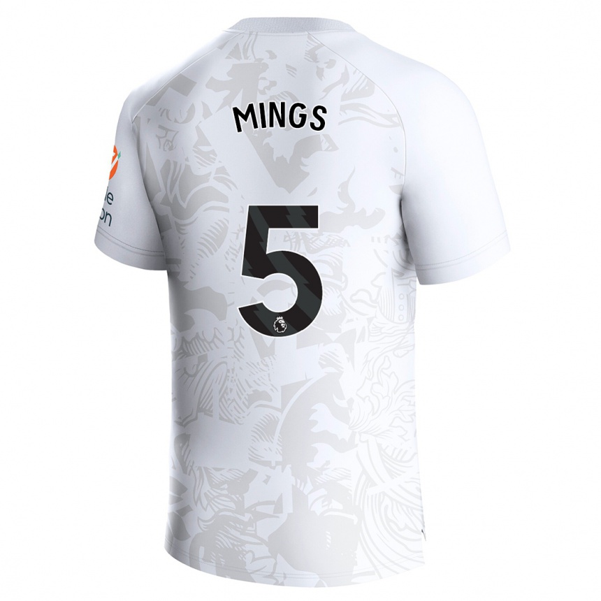 Moteriškas Tyrone Mings #5 Baltas Išvykos Marškinėliai 2023/24 T-Shirt