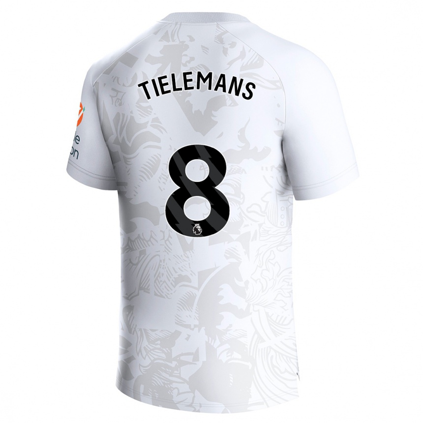 Moteriškas Youri Tielemans #8 Baltas Išvykos Marškinėliai 2023/24 T-Shirt