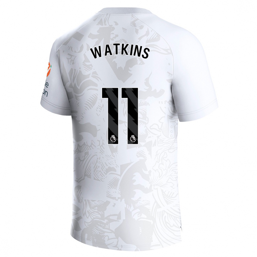 Moteriškas Ollie Watkins #11 Baltas Išvykos Marškinėliai 2023/24 T-Shirt