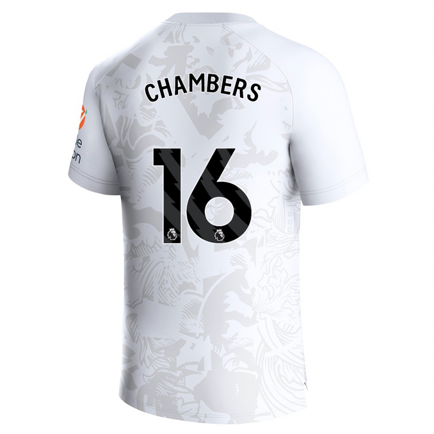 Moteriškas Calum Chambers #16 Baltas Išvykos Marškinėliai 2023/24 T-Shirt