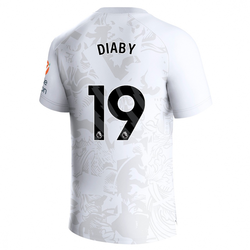 Moteriškas Moussa Diaby #19 Baltas Išvykos Marškinėliai 2023/24 T-Shirt