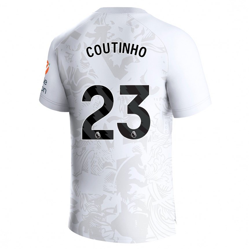 Moteriškas Philippe Coutinho #23 Baltas Išvykos Marškinėliai 2023/24 T-Shirt