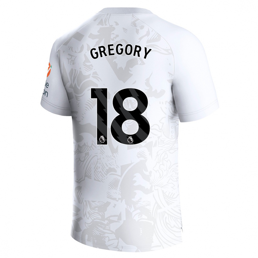 Moteriškas Freya Gregory #18 Baltas Išvykos Marškinėliai 2023/24 T-Shirt