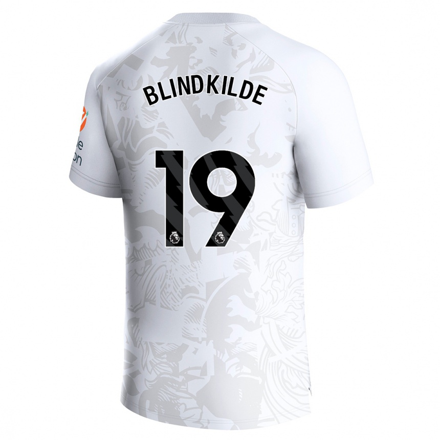 Moteriškas Laura Blindkilde #19 Baltas Išvykos Marškinėliai 2023/24 T-Shirt