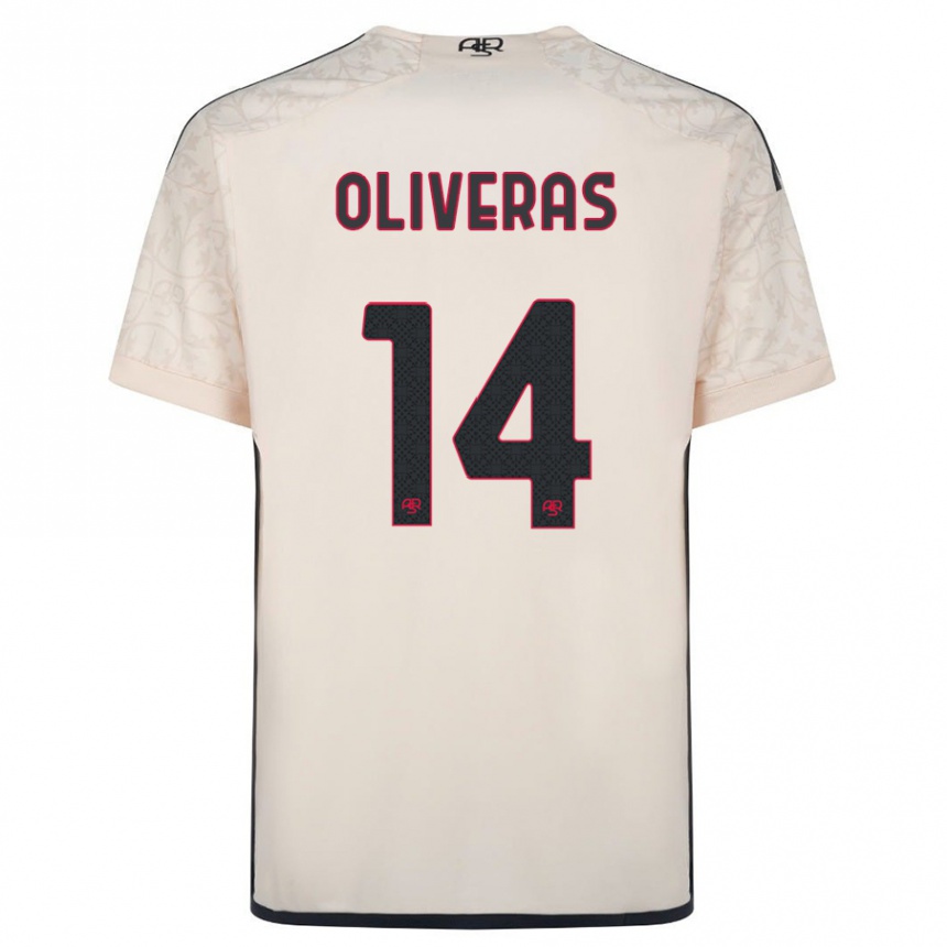 Moteriškas Jan Oliveras #14 Beveik Baltas Išvykos Marškinėliai 2023/24 T-Shirt