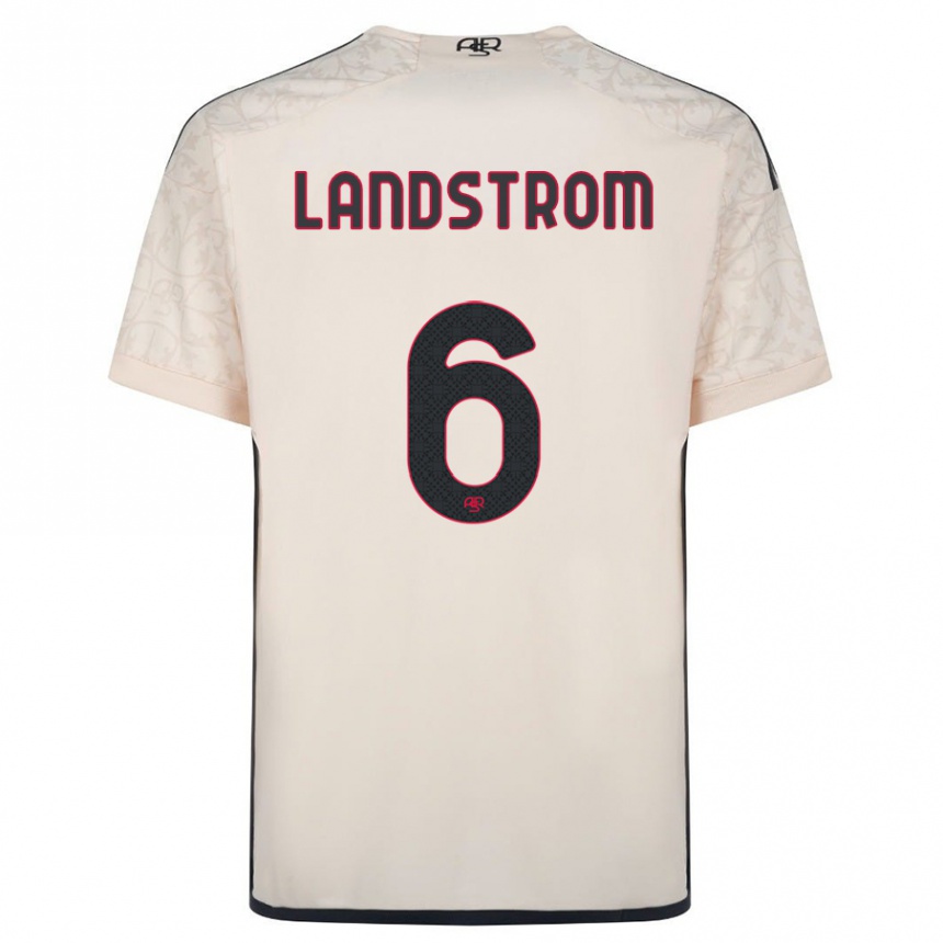 Moteriškas Elin Landstrom #6 Beveik Baltas Išvykos Marškinėliai 2023/24 T-Shirt