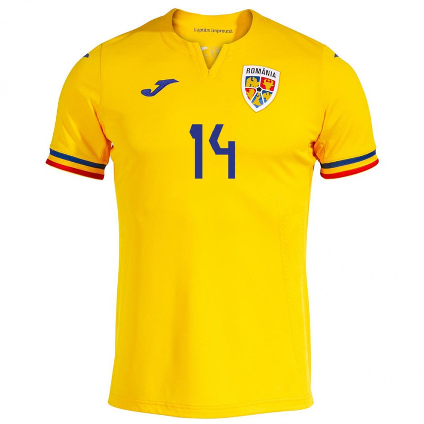 Vaikiškas Rumunija Ianis Hagi #14 Geltona Namų Marškinėliai 24-26 T-Shirt