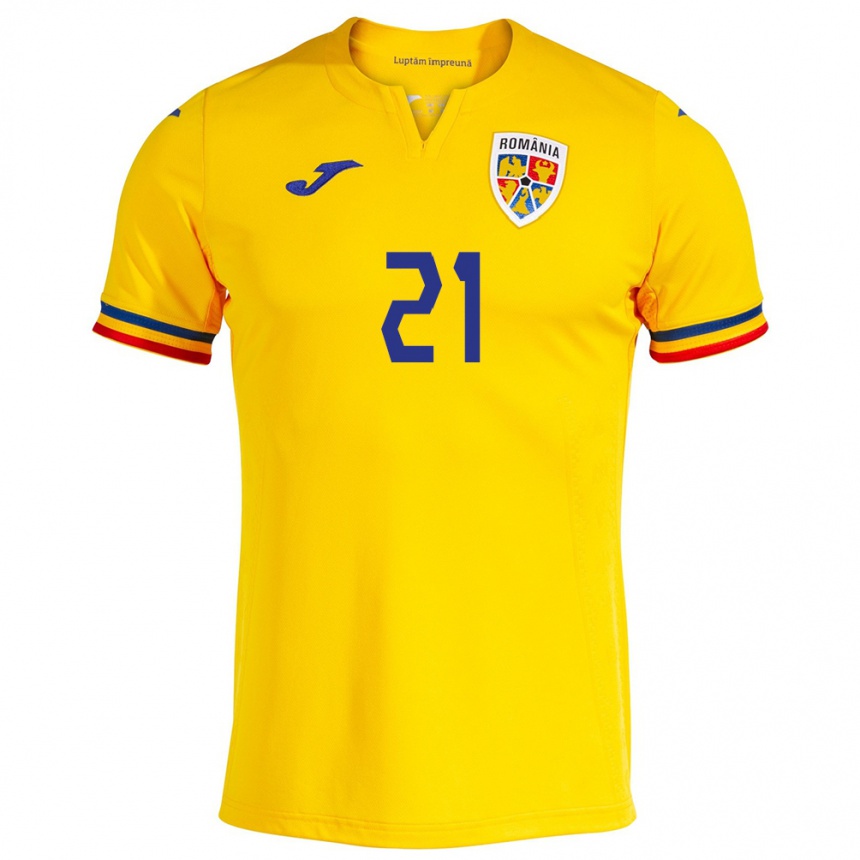 Vaikiškas Rumunija Gabriel David #21 Geltona Namų Marškinėliai 24-26 T-Shirt