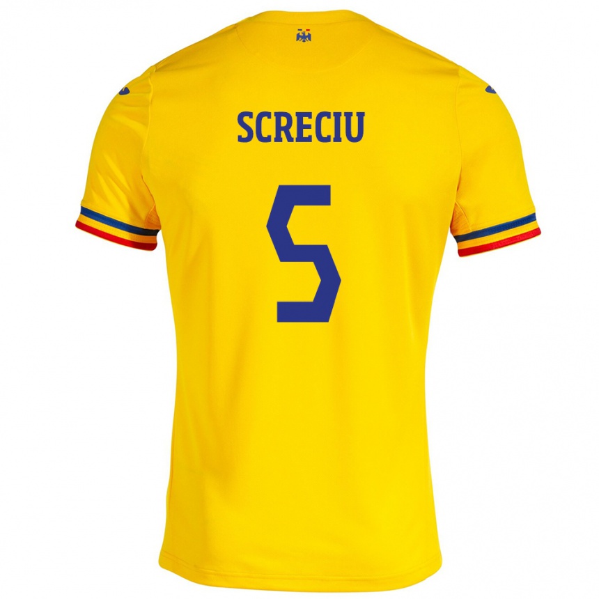 Vaikiškas Rumunija Vladimir Screciu #5 Geltona Namų Marškinėliai 24-26 T-Shirt