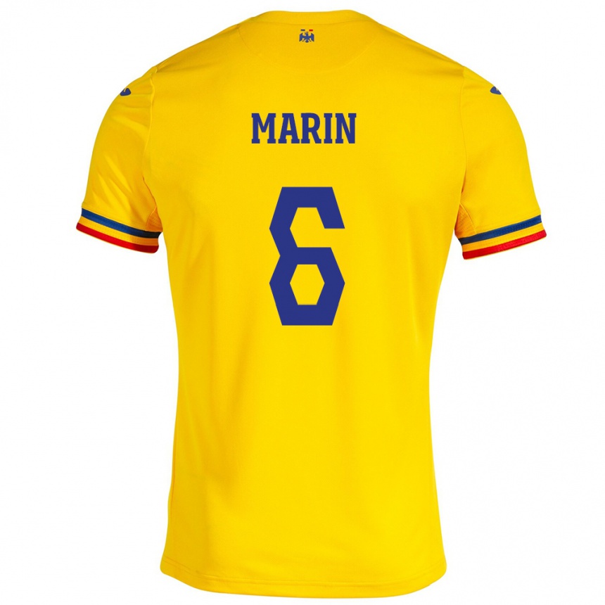 Vaikiškas Rumunija Marius Marin #6 Geltona Namų Marškinėliai 24-26 T-Shirt