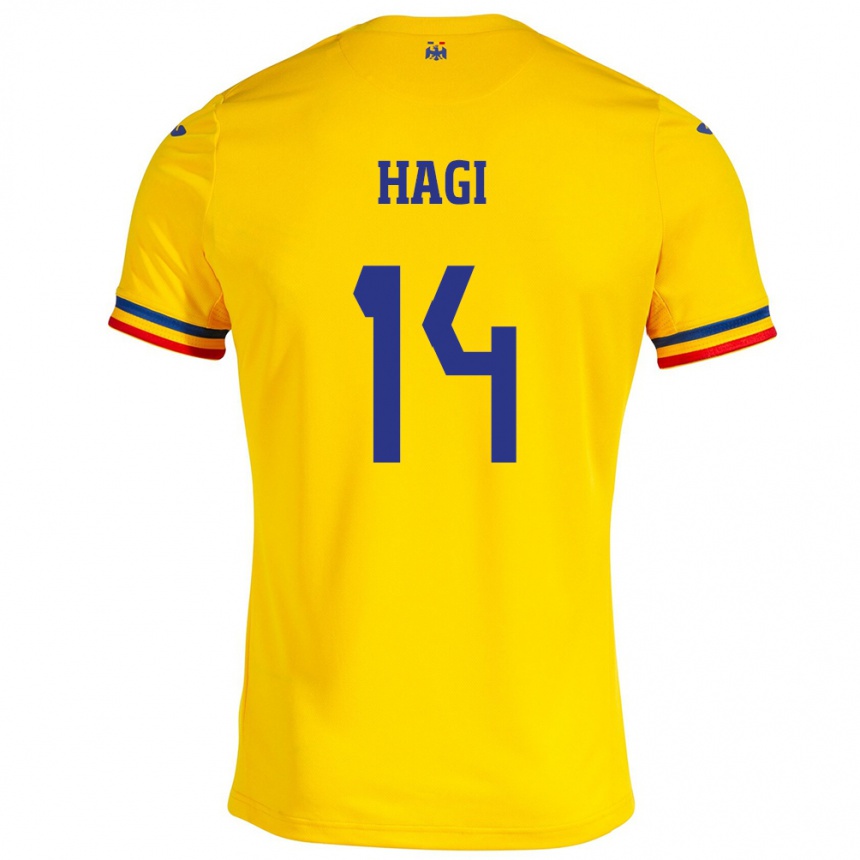 Vaikiškas Rumunija Ianis Hagi #14 Geltona Namų Marškinėliai 24-26 T-Shirt