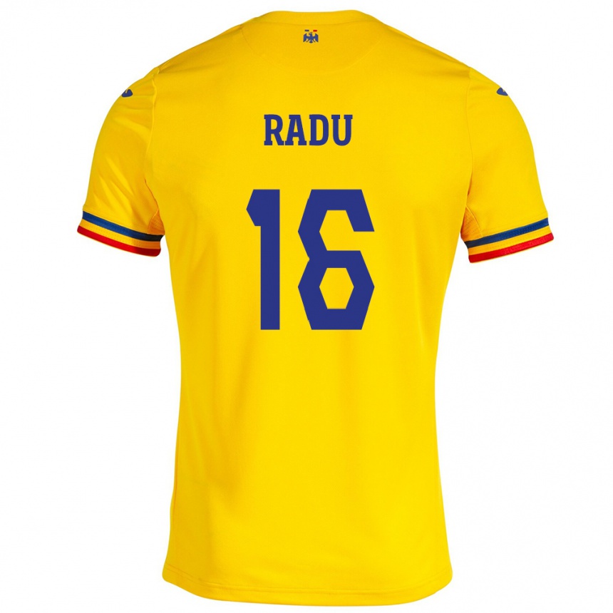 Vaikiškas Rumunija Andrei Radu #16 Geltona Namų Marškinėliai 24-26 T-Shirt