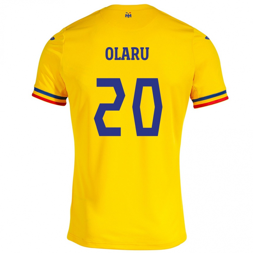 Vaikiškas Rumunija Darius Olaru #20 Geltona Namų Marškinėliai 24-26 T-Shirt