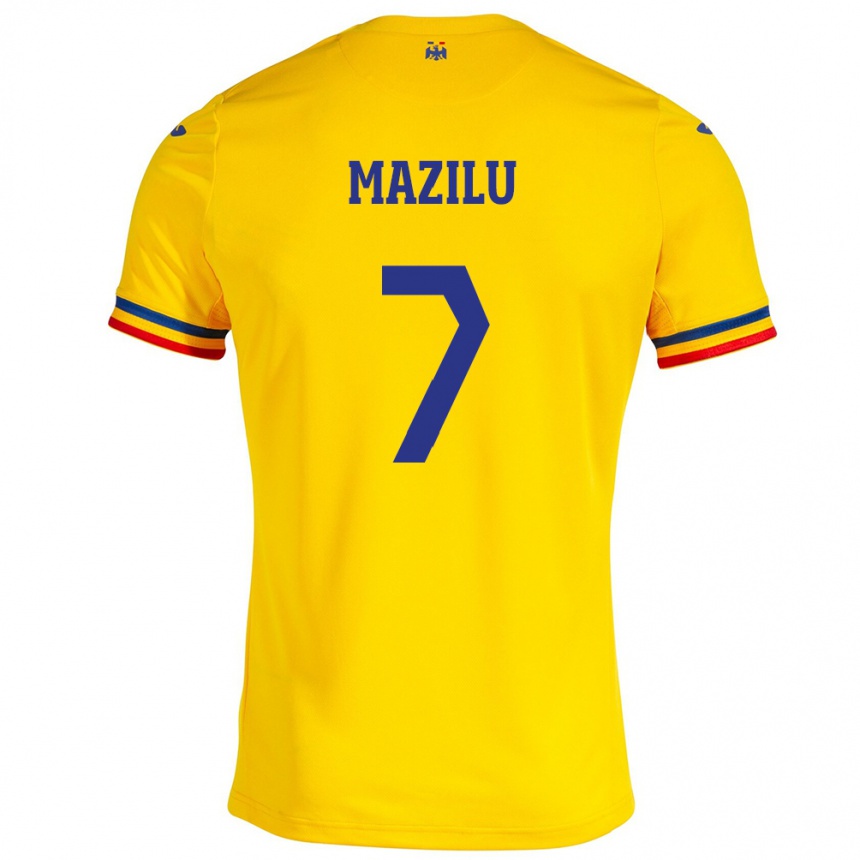 Vaikiškas Rumunija Adrian Mazilu #7 Geltona Namų Marškinėliai 24-26 T-Shirt