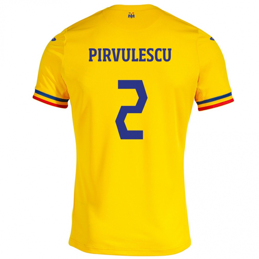 Vaikiškas Rumunija Sergiu Pîrvulescu #2 Geltona Namų Marškinėliai 24-26 T-Shirt