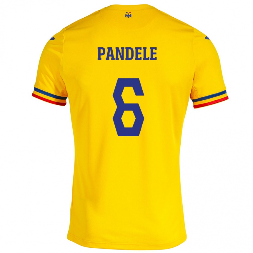 Vaikiškas Rumunija Andrei Pandele #6 Geltona Namų Marškinėliai 24-26 T-Shirt