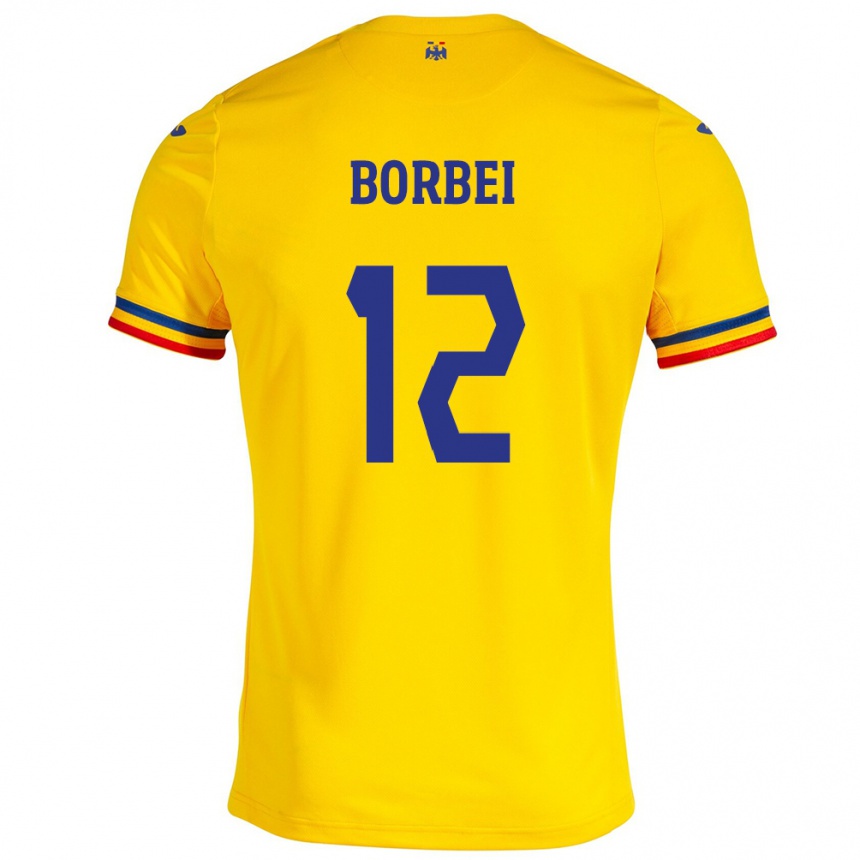 Vaikiškas Rumunija Alexandru Borbei #12 Geltona Namų Marškinėliai 24-26 T-Shirt