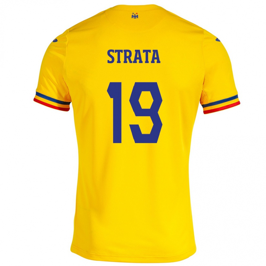 Vaikiškas Rumunija Tony Strata #19 Geltona Namų Marškinėliai 24-26 T-Shirt