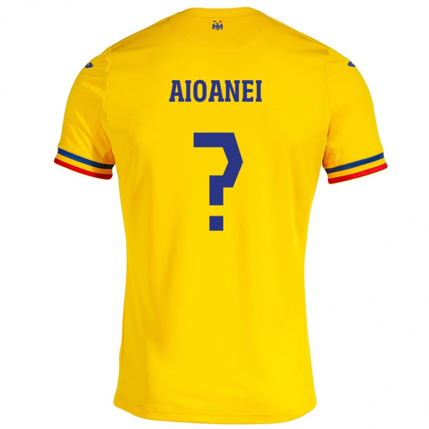 Vaikiškas Rumunija Mario Aioanei #0 Geltona Namų Marškinėliai 24-26 T-Shirt
