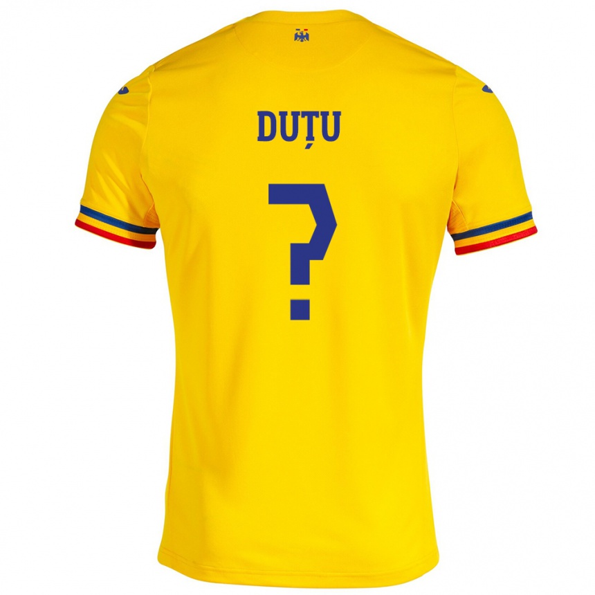 Vaikiškas Rumunija Matteo Duțu #0 Geltona Namų Marškinėliai 24-26 T-Shirt